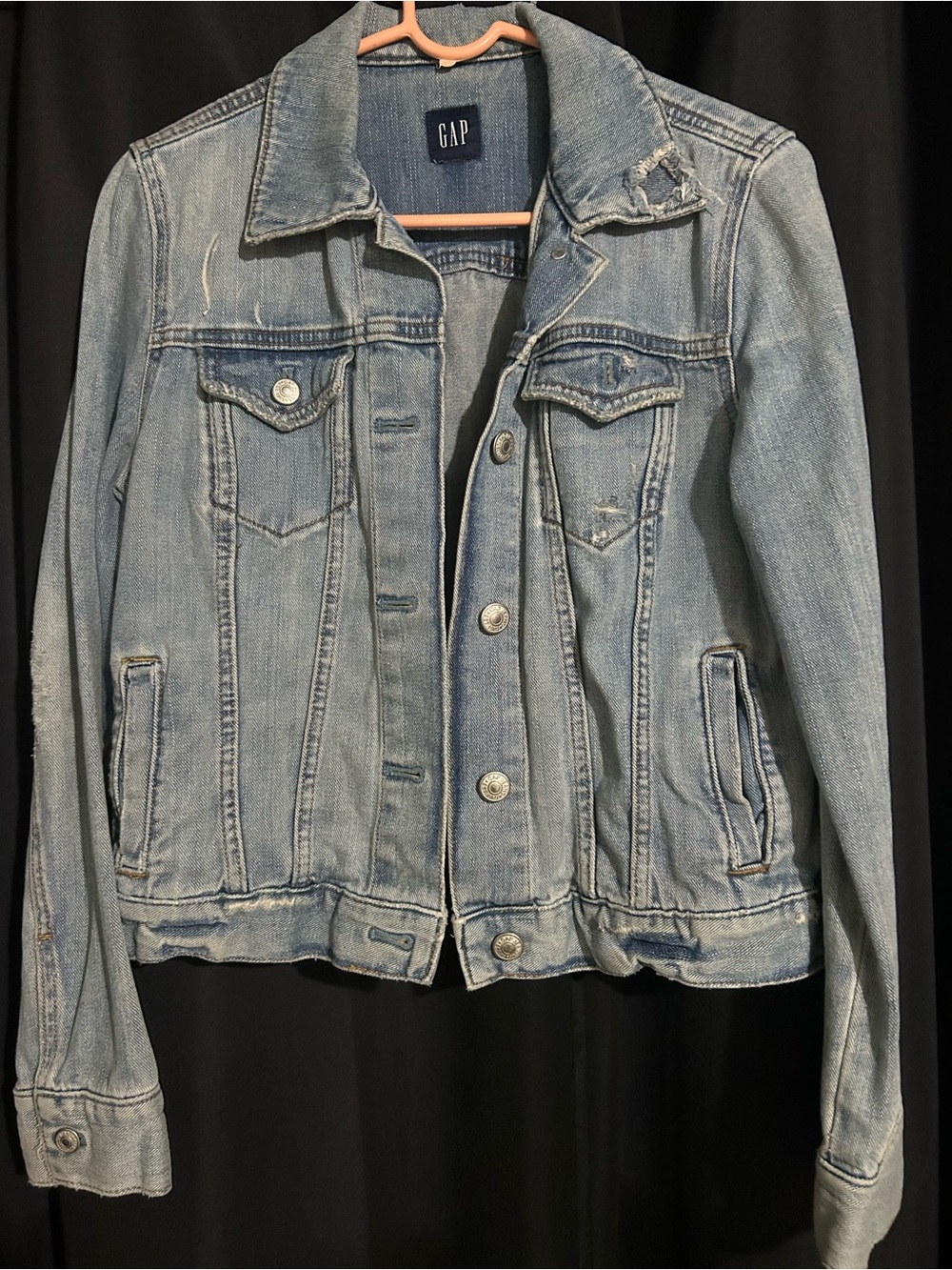GAP Light Wash Distressed Denim Jacket